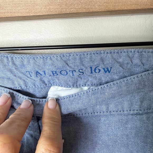 Talbots 16W The Weekend Chino Crops Newport Chambray Flat Front Beachy Luxury - Picture 4 of 8